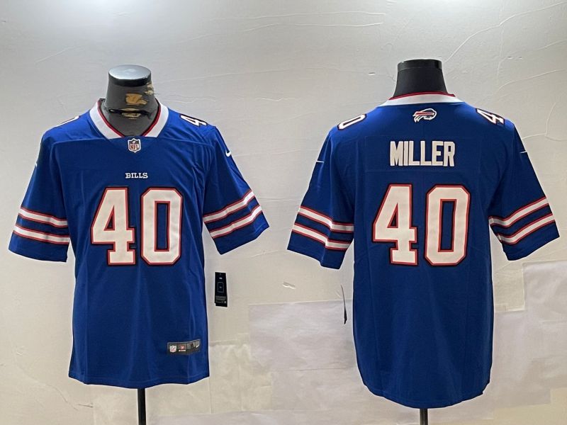 Men Buffalo Bills 40 Miller Blue Second generation 2024 Nike Limited NFL Jersey style 1